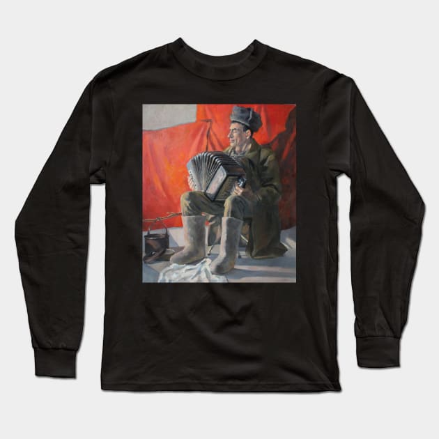 Russian Man Playing Accordion Long Sleeve T-Shirt by eosofdawn